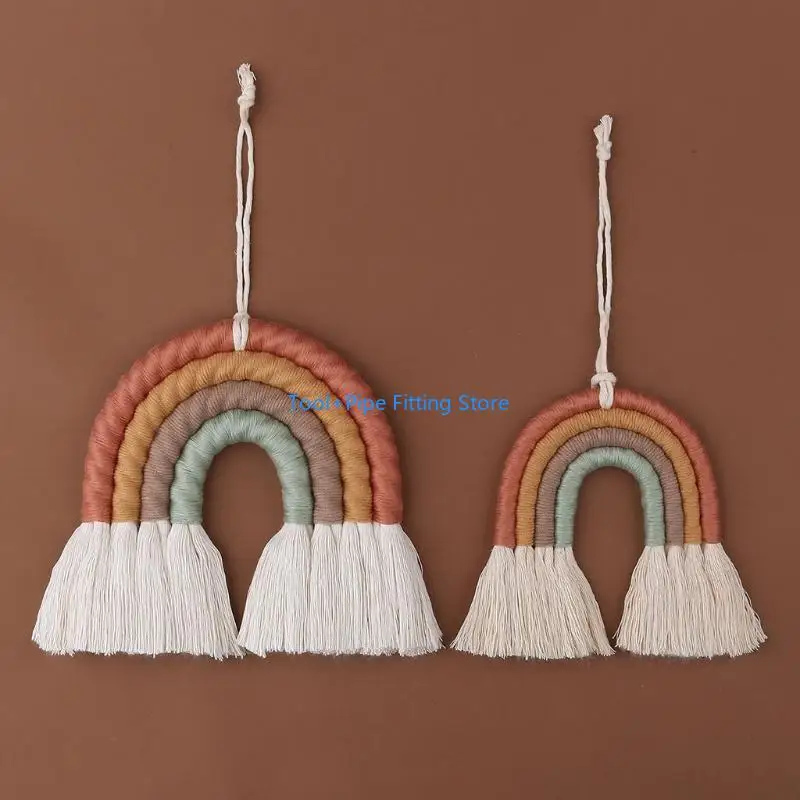 F92B Rainbow Wall Hanging Ornament Handmade Weaving Macrame Home Decoration for Nurse