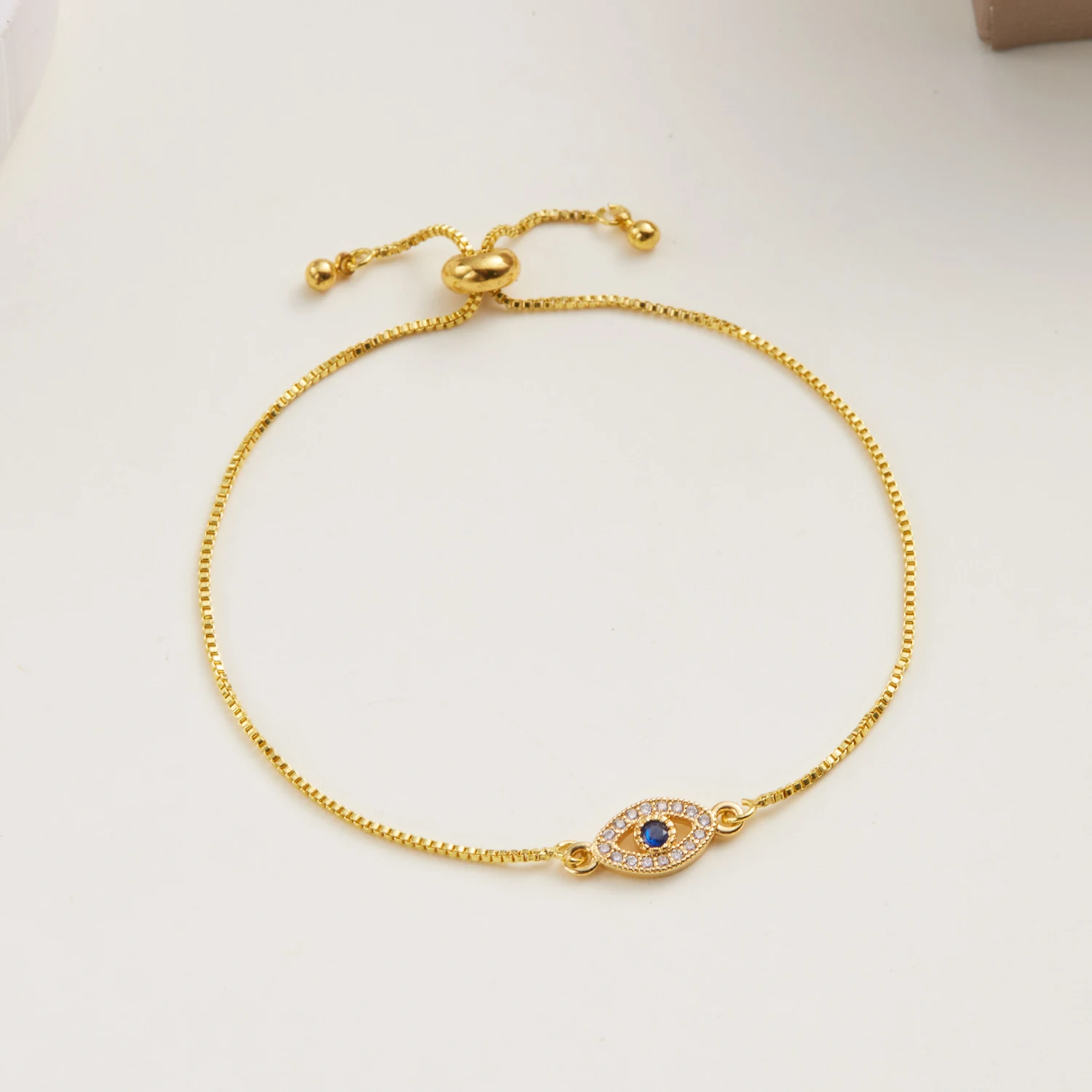 Exquisite Zircon Blue Crystal Evil Eye Bracelet Classic Turkish Lucky Eyes Gold Color Chain Bracelets For Women Men Jewelry Gift image 4