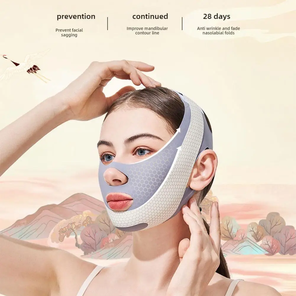 Far-infrared Elastic V Face Belt Small Face Face Mask Jaw Elastic Belt Facial Care Tool Reduce Double Chin Ultra-thin Belt