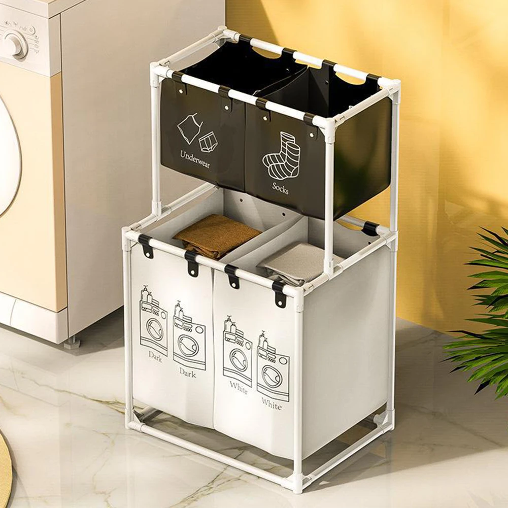 Laundry Sorter Basket Laundry Storage Hamper 2/3 Layer Laundry Sorter Organizer Waterproof Clothing Sorting Basket for Home Dorm