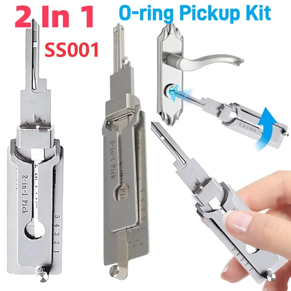 Stainless Steel SS001 Key Decoder 2 In 1 Precision Hook & Pick Set Lock Decoder O-ring Pickup Kit Maintenance Repair Hand Tools