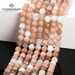 Natural Stone Mixed Moonstone Bead Colorful Moonlight Irisation Loose Spacer For Jewelry Making Bracelet Necklace Diy Accessory