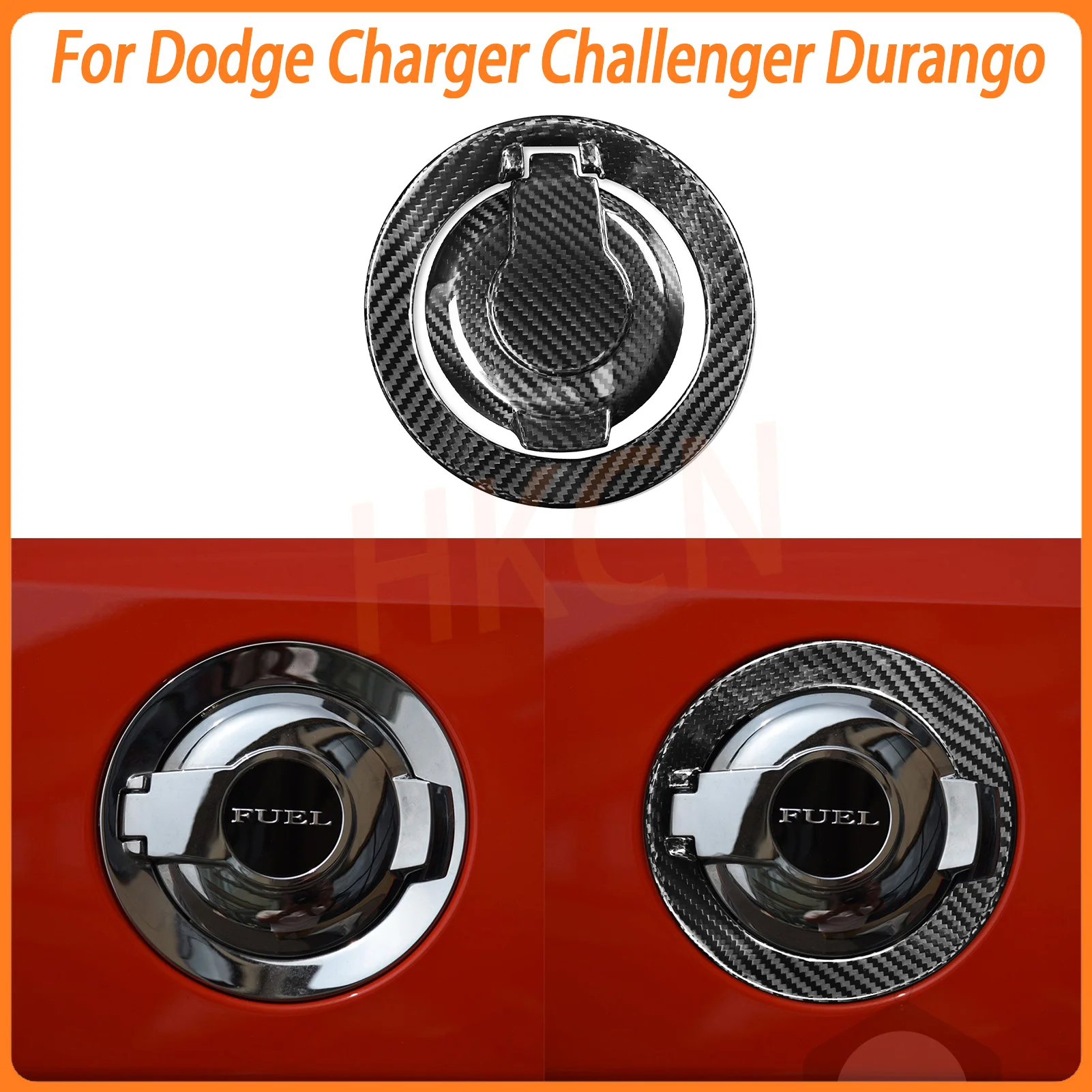 

Real Carbon Fiber Car Exterior Accessories Outer Fuel Tank Cap Cover Trim Modification For Dodge Challenger SRT 2008+