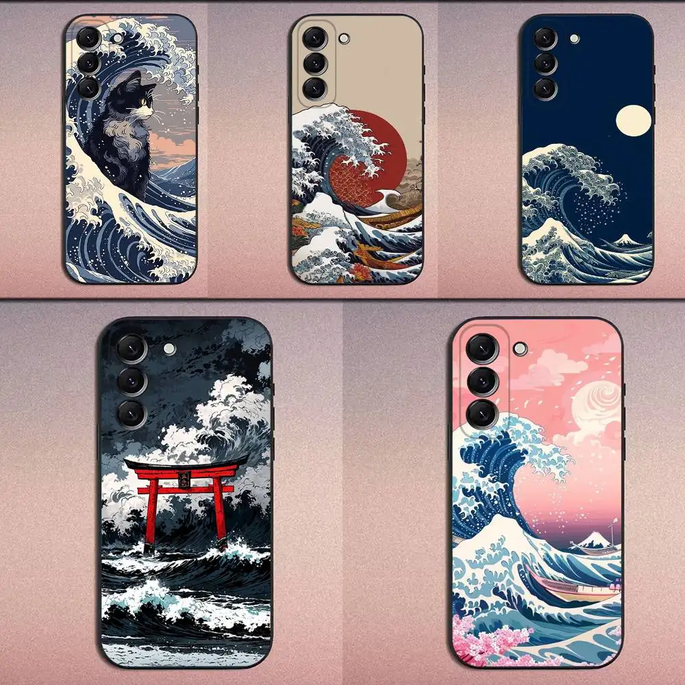 

Japan Style Ukiyo-e Phone Case For Samsung Galaxy A20,A21s,A22,A31,A32,A52,A53,A72,73,A80 Soft Black Cover