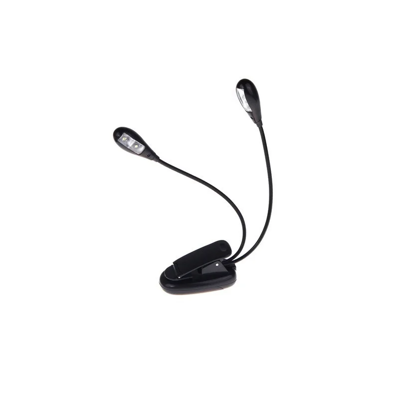 Hot Sale Black Clip-on 2 Dual Arms 4 LED Flexible Book Music Stand Light Lamp Guitar Parts & Accessories