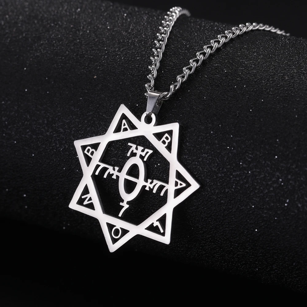 Dawapara Zegel Van De Godin Babalon Ketting Heptagram Star Hanger Thelema Mystieke Amulet Rvs Sieraden