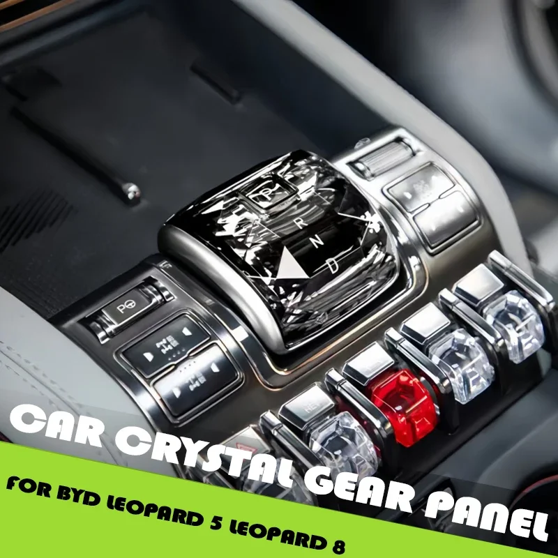 Car Crystal Gear Panel Fit for BYD Leopard 5 Leopard 8 Modified Auto Center Console Snap-on Gear Head Cover Car Upgrade Parts