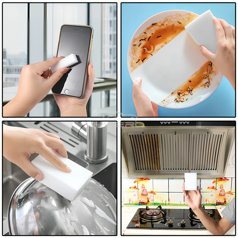 흰색 스폰지 고무 멜라민 클리너, 다목적 지우개, 주방 세척, 욕실 가정용 청소 도구, 먼지 닦기 액세서리, 1X