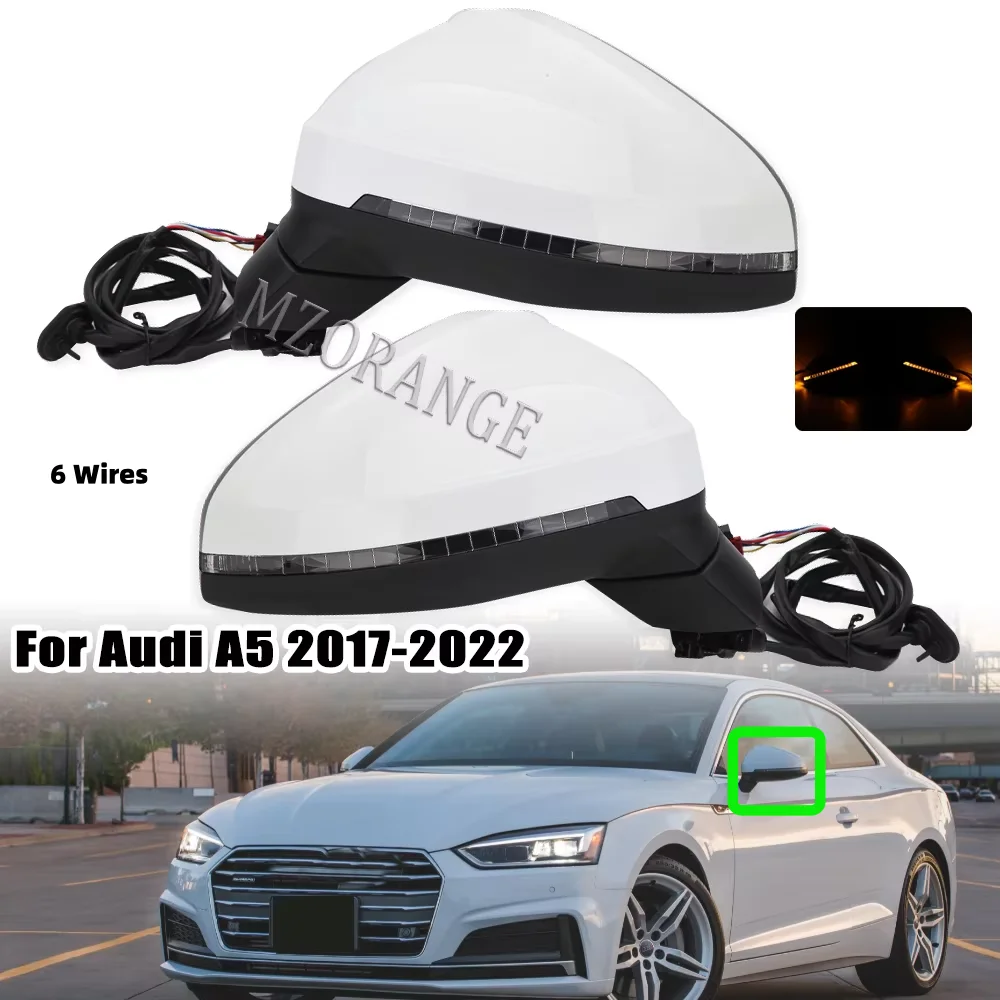 6 Pin Side Door Mirror Assembly for Audi A5 F5 8W Sportback 2017-2022 Door Wing Electric Turn Signal Light Heated accessoriesのレビューと使い方