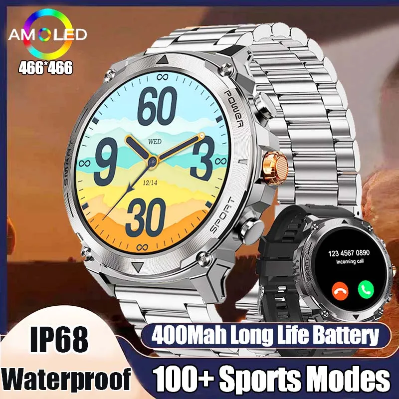 

2024 New Men Smartwatch 1.43-inch 466*466 AMOLED HD Screen IP68 Waterproof Bluetooth Call 100+ dial Men Smartwatch For Huawei