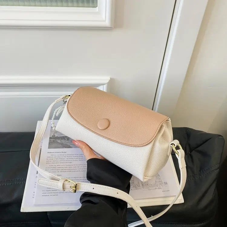 

2025 Summer 274 New Contrasting Color Square Bag Cover Shoulder Messenger Bag Fashionable Versatile Casual Handbag