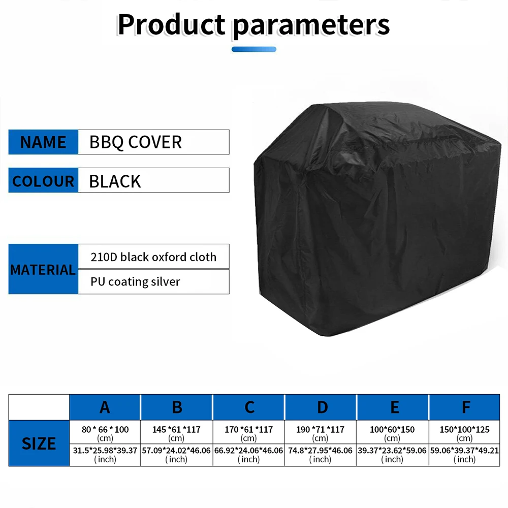 210D BBQ Grill Cover Anti Dust Waterproof Heavy Duty Barbecue Cover Outdoor Rain Protective Cover Accessories for Weber Charcoal