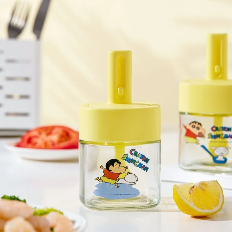 Kawaii Crayon Shin Chan Telescopic Seasoning Jar with Spoon and Lid Integrated Cute Cartoon Kitchen Salt Shaker Seasoning Bottle