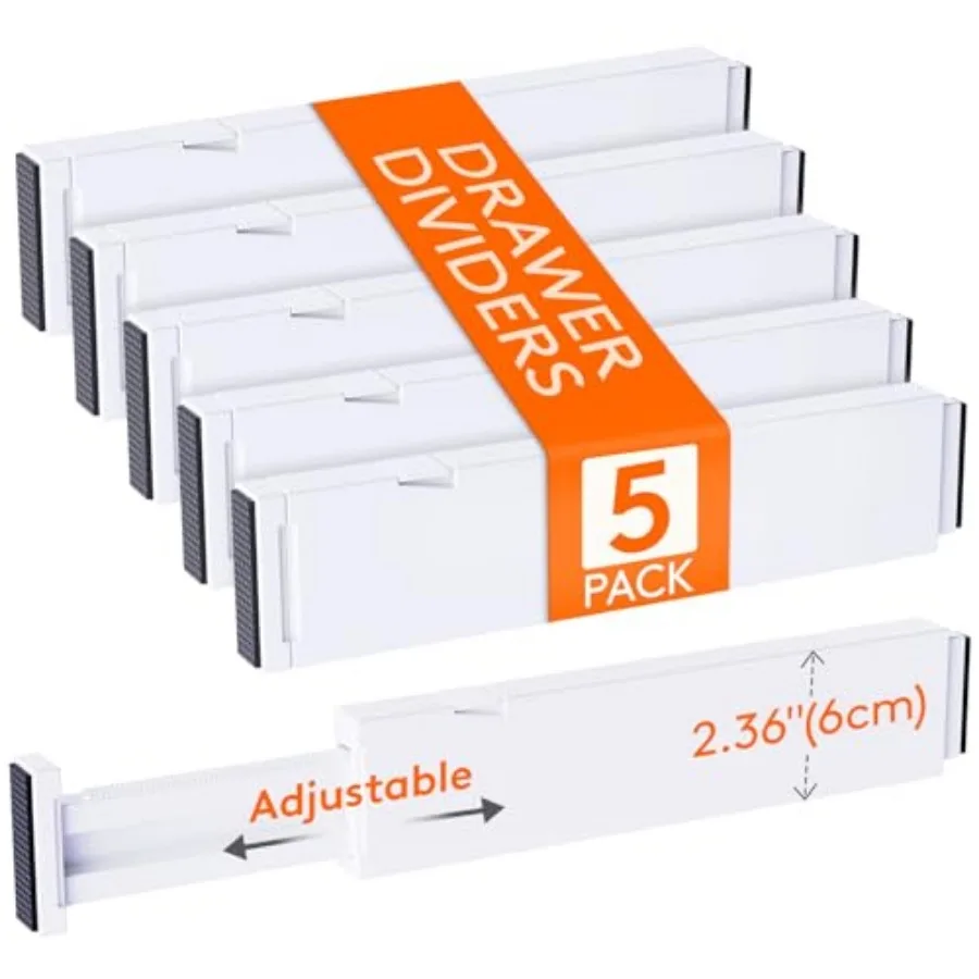 

2.36" High 5 Pack Drawer Dividers 11-17" Dresser Drawer Divider with 9 Pack Drawer Dividers for Clothes 4" High 10.5-16.5" Dres