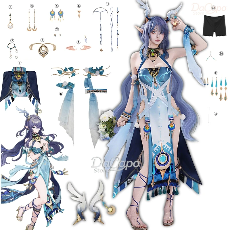 

Genshin Impact Lauma Косплей Костюм Парик Игра Rauma Хэллоуин Вечеринка Женский Сексуальный Наряд Одежда Декор Для Волос Опора Полный комплект Одежды