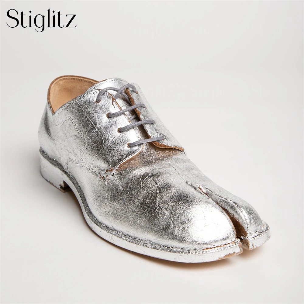 Multicolor Tabi Lace-Up Shoes Novelty Designer Leather Shoes Fashion Split-Toe Leather Shoes for Men Elegant Banquet Dress Shoes