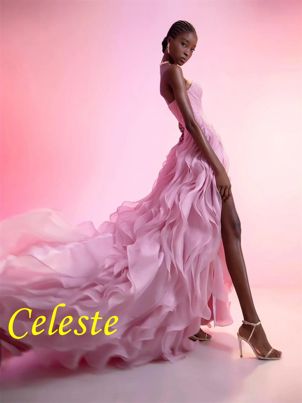 

Customized Charming Pink Organza Evening Dresses Exquisite Sweetheart Sleeveless Homecoming Dresses Luxury Vestido De Festa