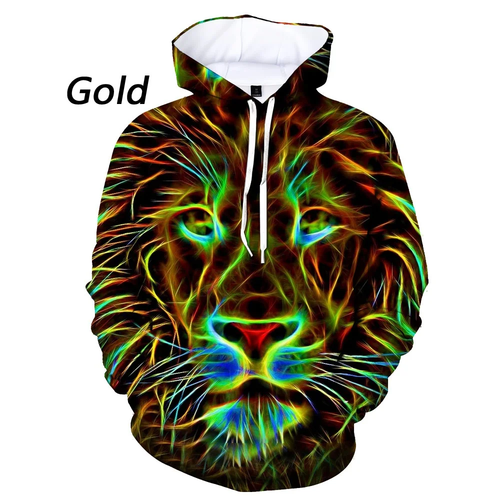 New Men's 3D Printing Starry Sky Lion Hoodie Spring Coat Big Pocket Drawstring Pullover Beautiful Personality Sweatshirt