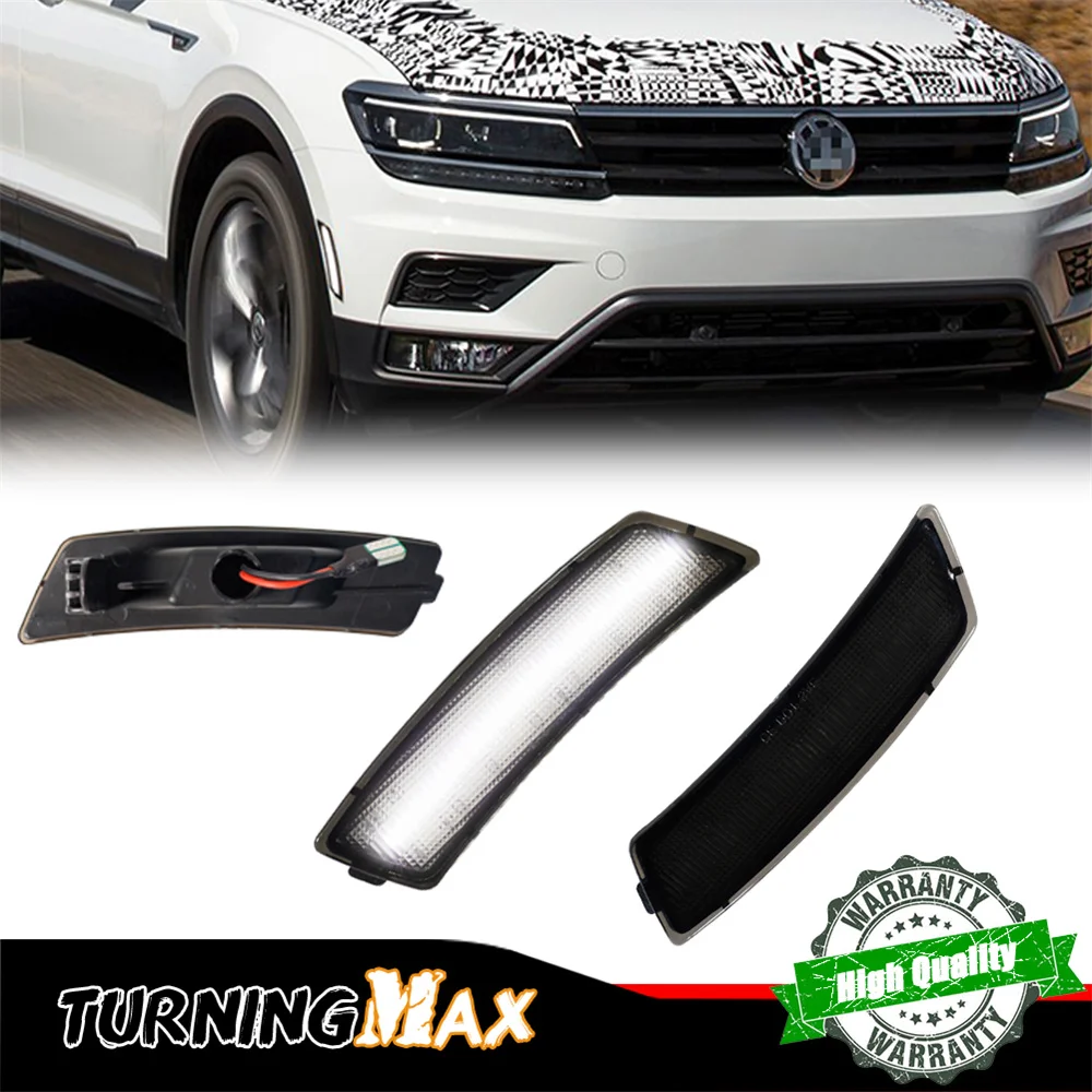 White / Amber LED Car Front Side Marker Indicator Lights For VW Volkswagen Beetle 2012-2019 & Tiguan 2018-up Turn Signal Light