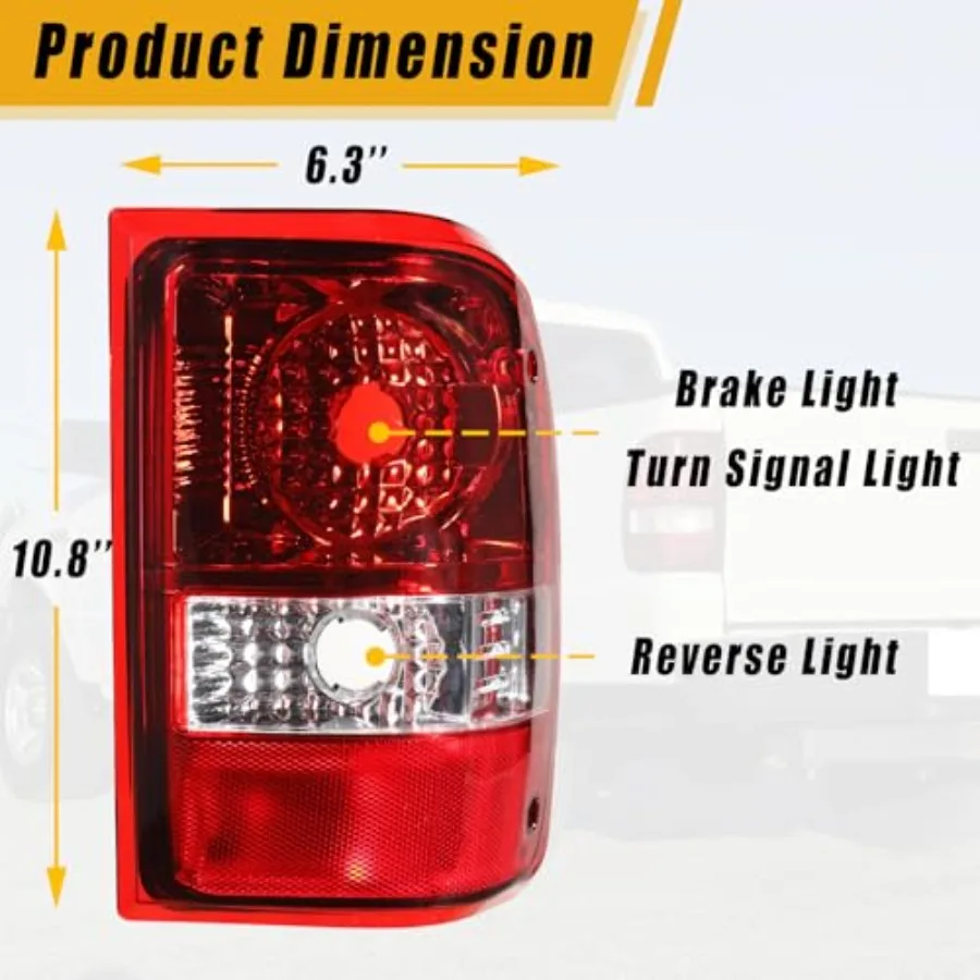 Tail Light Compatible With 2006 2007 2008 2009 2010 2011 Ranger Rear Light Brake Lamps 6L5Z13404AA view 2