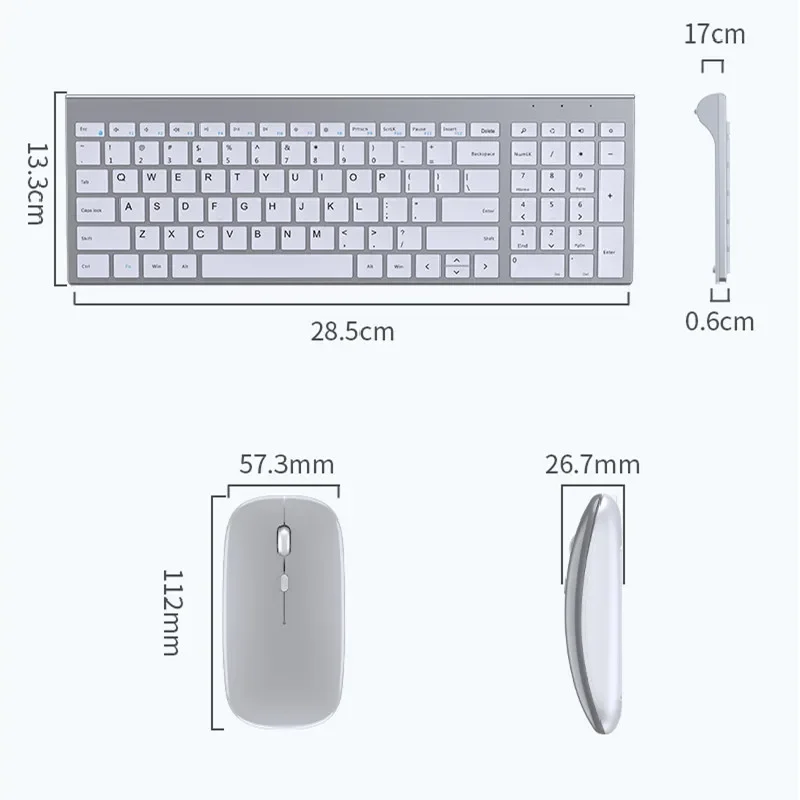 Set Keyboard dan Mouse Nirkabel Bluetooth 5.0 & 2.4G Kombinasi Mouse Keyboard Multimedia Mini untuk Laptop PC TV iPad Macbook Android