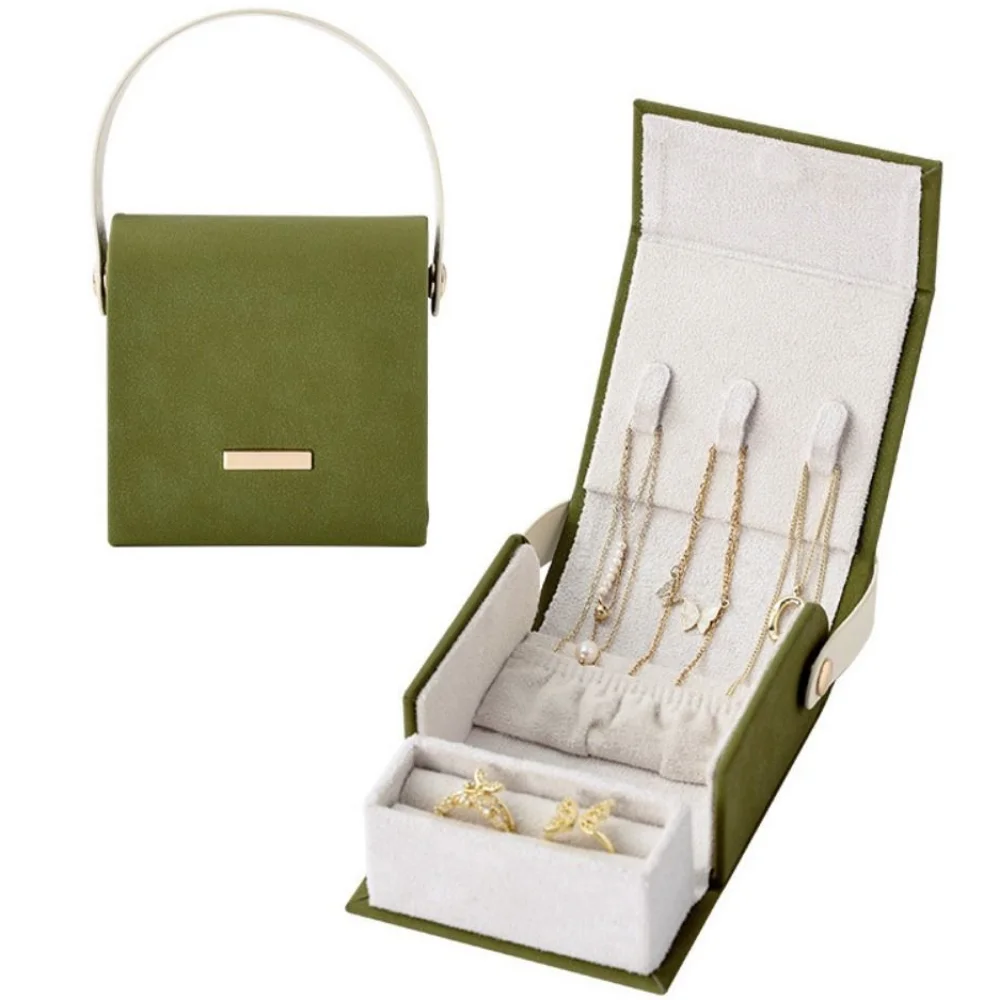 

Hand-Held Jewelry Packing Bag Handbag Appearance PU Leather Earrings Storage Case Rings Necklace Large Capacity