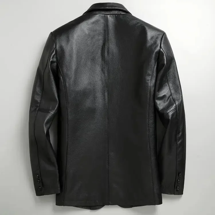 LNY Shop Best.Plus Mew genuine Cowhide business leisure jacket.Classic casual leather Suit jacket.Quality slim cloth.