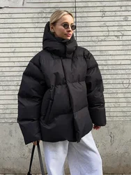 Wolfeel Quilted Jacket Women Winter Loose Parkas Coat Vintage Bread Jacket Outwear Office Ladies Warm Cotton Puffer Jackets