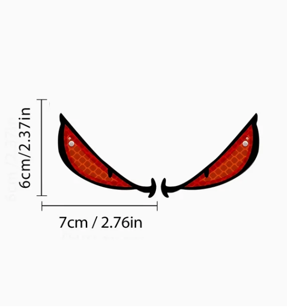 A Pair of Motorcycle Evil Eye Reflective Stickers, Waterproof Vinyl Devil Eye Pattern Decorative Stickers, Suitable for Night Driving or Cycling Safety Warning, Cartoon Animal Eye Reflective Decorative Stickers
