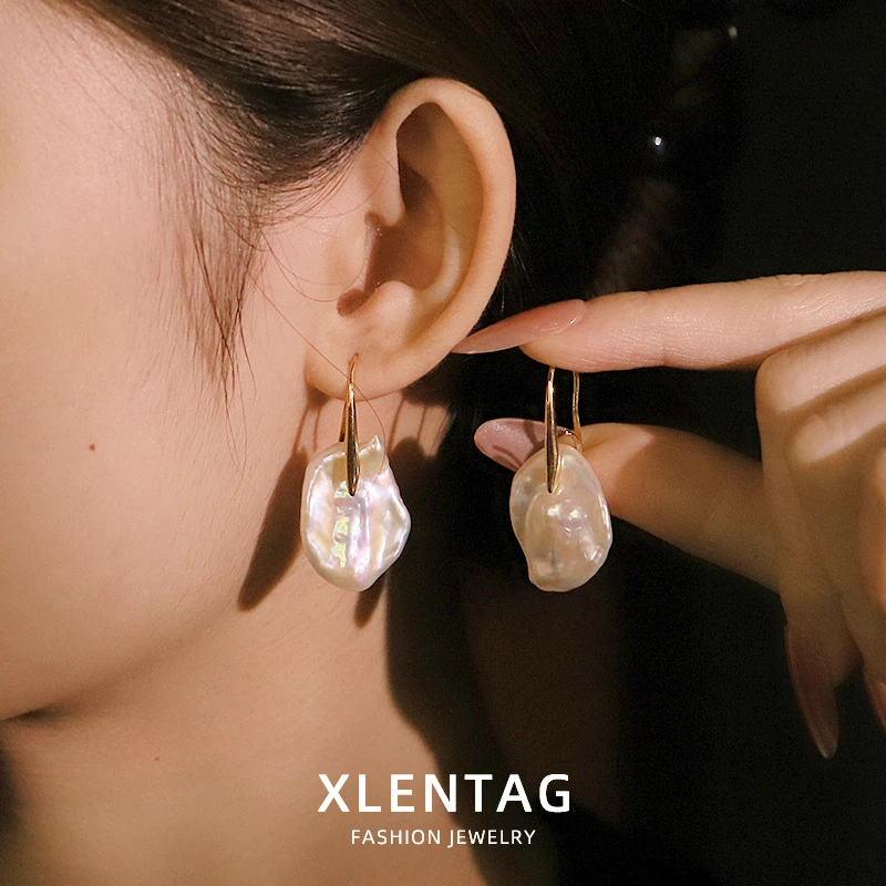 Baroque Natural Freshwater Pearl Earrings Handmade Unique Design High-Quality Earrings Gift for Wife GE1793