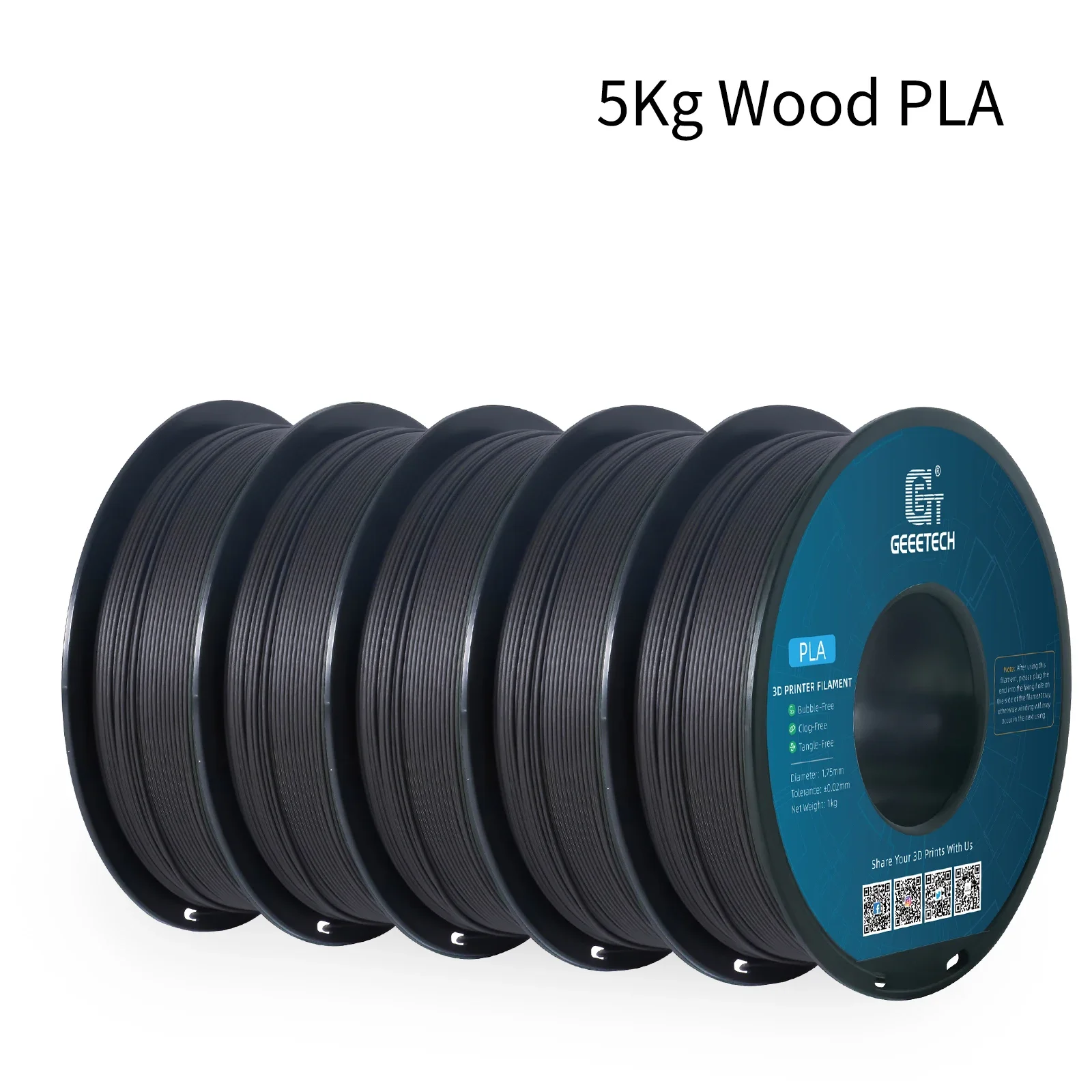 Geeetech Wood PLA 5kg 1,75mm filament 3D-printdraad Vacuümverpakking Lokale magazijnen Kleurrijk plastic voor FDM 3D-printer