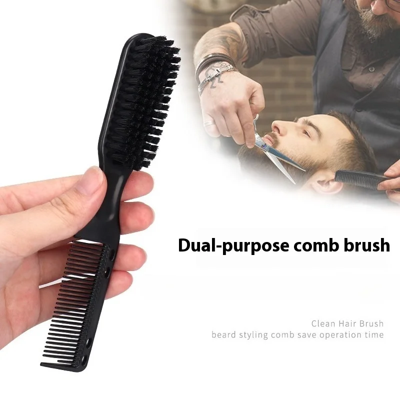 Double Sided Hair Beard Comb for Men 2 in 1 Styling Comb Comfortable Bristle Half Tooth Design Multi-functional Grooming Comb