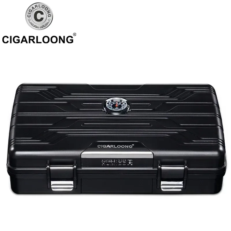 High-end Super Light Gadget Excellent Black&Silvery LDPE Portable Cigar Case Holder Travel W/ Black Gift Box CH-3001