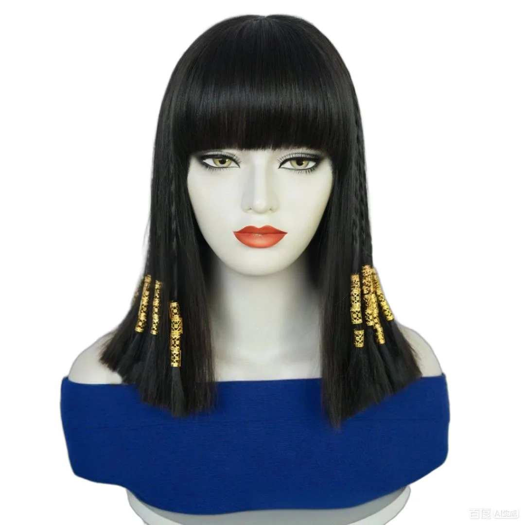 Vrouw Cleopatra Cosplay Egypte Koningin Pruik Cleopatra Accessorie Hoofddeksel Dans Halloween Party Rollenspel Cosplay Pruik Kostuum
