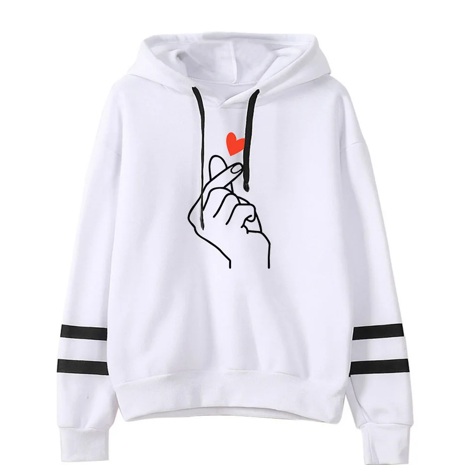 Sudadera con capucha de manga larga para mujer, suéter de Hip Hop con corazón de dedo lindo, ropa de abrigo con sombrero, primavera y otoño