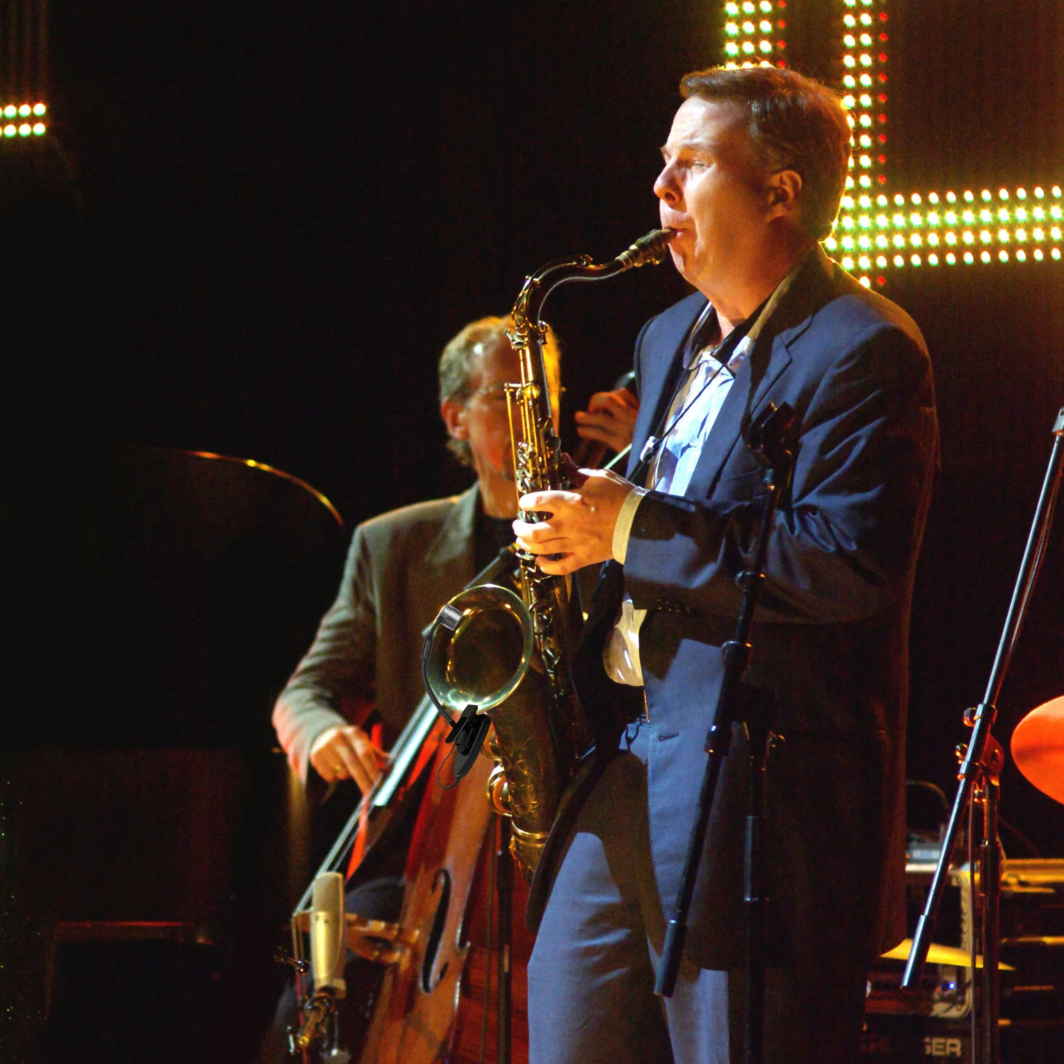 KIMAFUN 2.4G Compact Wireless Saxophone Microphone System Musical Instrument Mic for Saxophone,Trumpet,Tuba,French horn,Clarinet