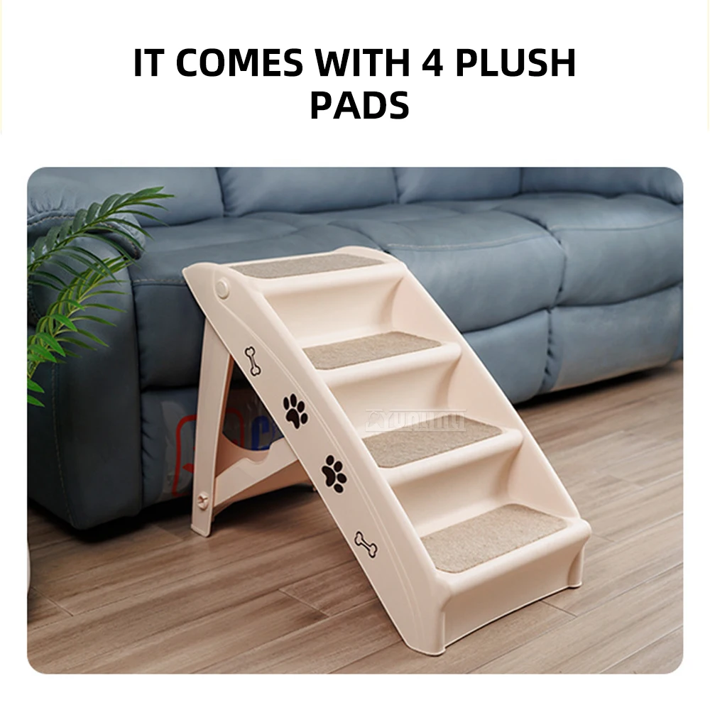 Pet stairs folding bed sofa ladder small dog Teddy cat ladder Plastic non-slip household climbing stairs