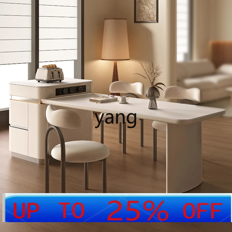 

LMM Rock Slab Cream Style Dining Room Extendable Home Light Luxury