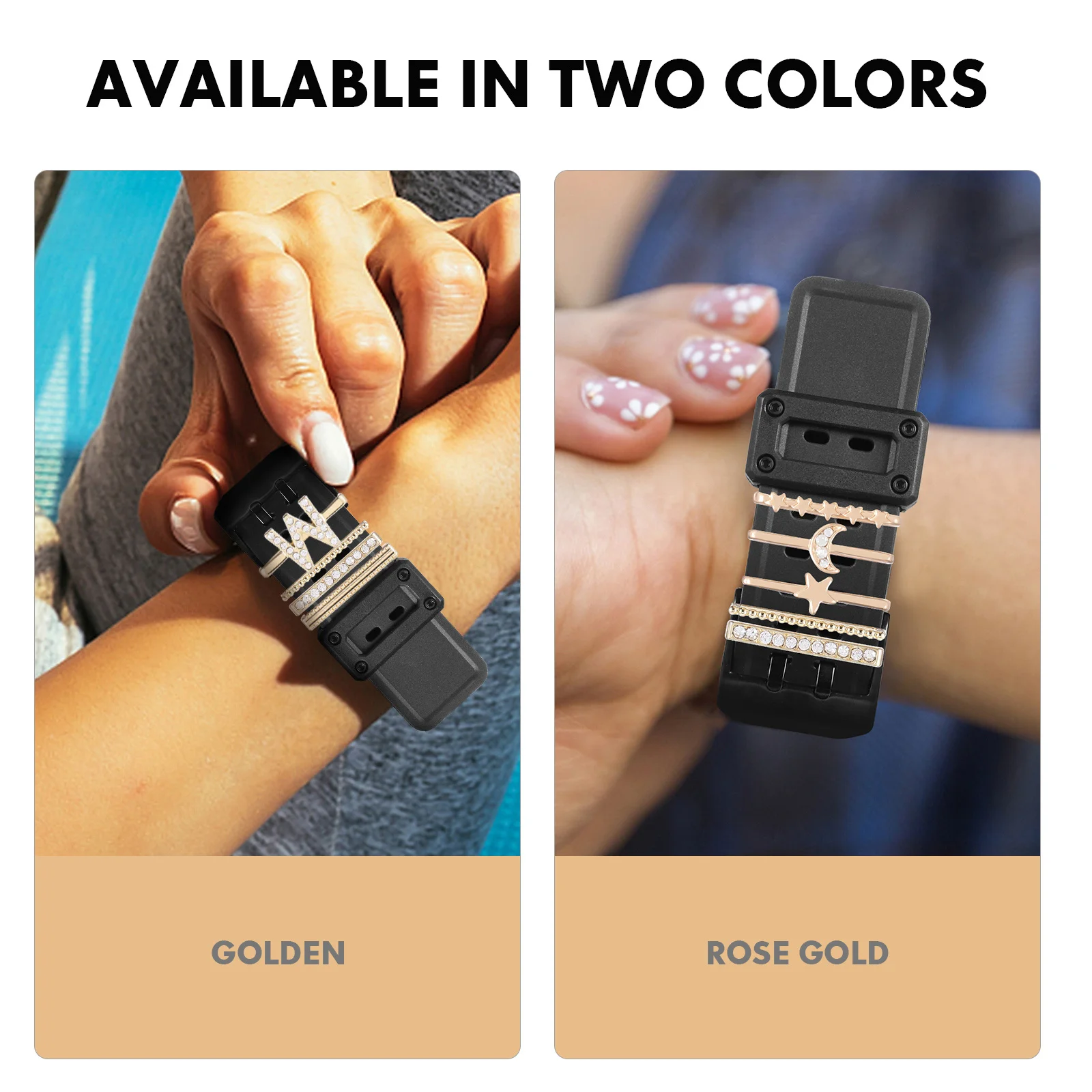 10 قطع من إكسسوارات ديكور حزام الساعة حلقات معدنية لساعة اللياقة البدنية الذكية، سوار معصم أنيق، أشرطة مخصصة