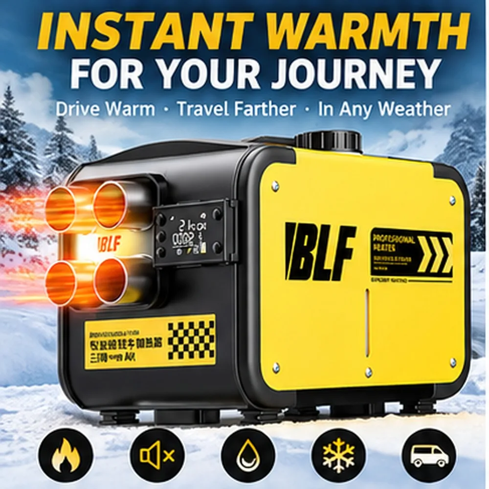 Diesel Air Heater 12V/24V 4 Outlets Remote Control 8KW Parking Heater Low Noise Low Fuel Consumption -30°C Winter Heating