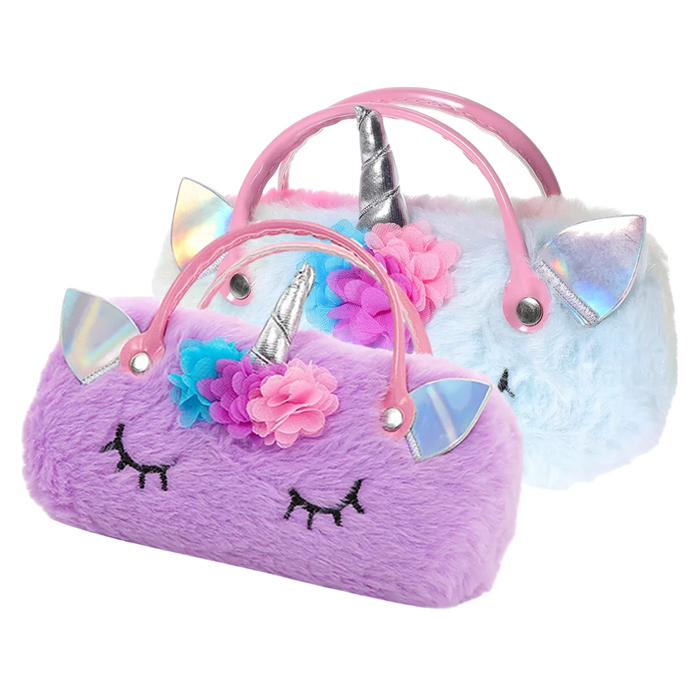 

2 Pcs Eyeglasses Unicorn Case Handheld Sunglasses Storage Accessories Lovely Travel