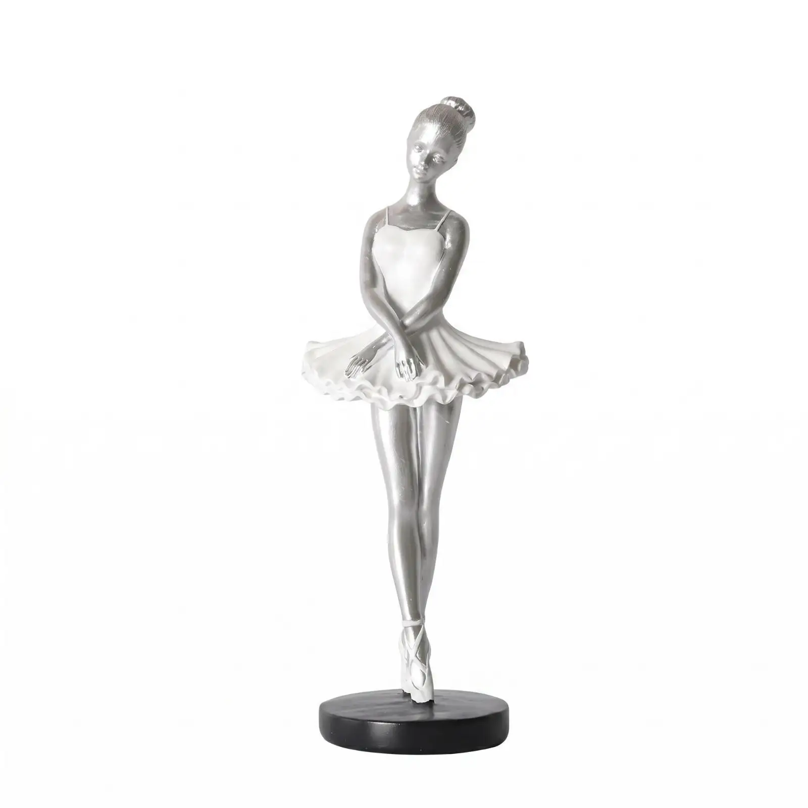 Ballet Dancer Collectible Figurine Resin Ornament with White Dress for Home Shelf Workspace or Cabinet Display view 2