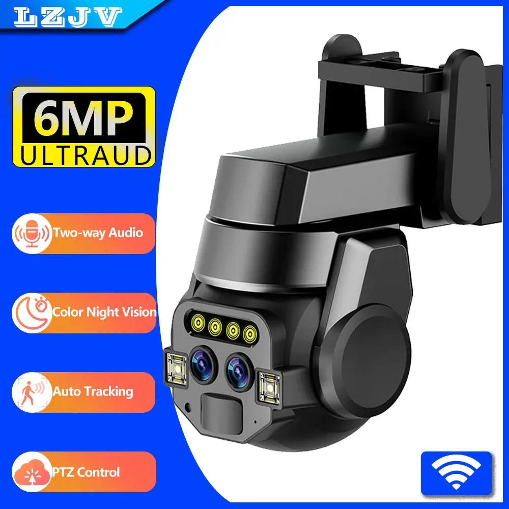 

LZJV 8MP UHD Outdoor AI intelligent wifi binocular 10x zoom high-definition color night vision monitoring camera IP66 waterproof