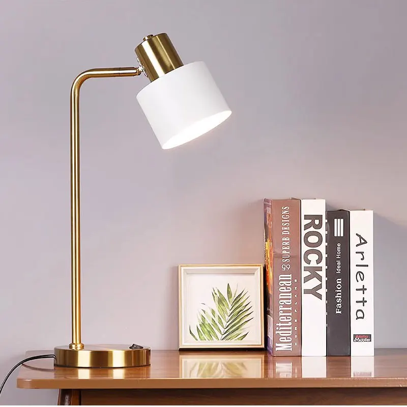 

American bedroom study metal Decor desk lamp Nordic living room hotel office dormitory bedside reading lamp eye protection lamp