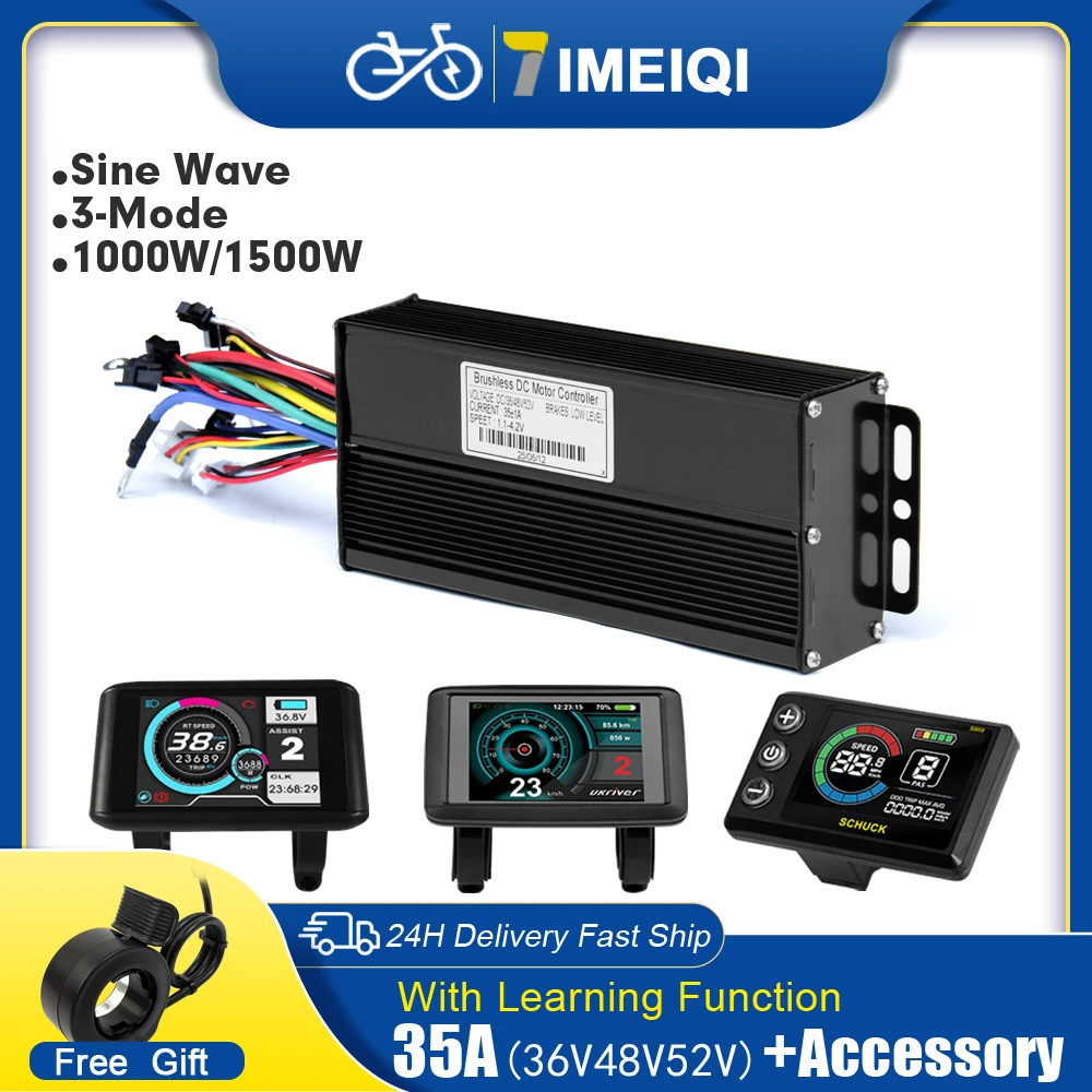 

36V 48V 52V 35A 1000W 1500W Ebike Sine Wave Brushless Motor Controller UKC1 Color LCD Display for Electric Mountain Bike Scooter