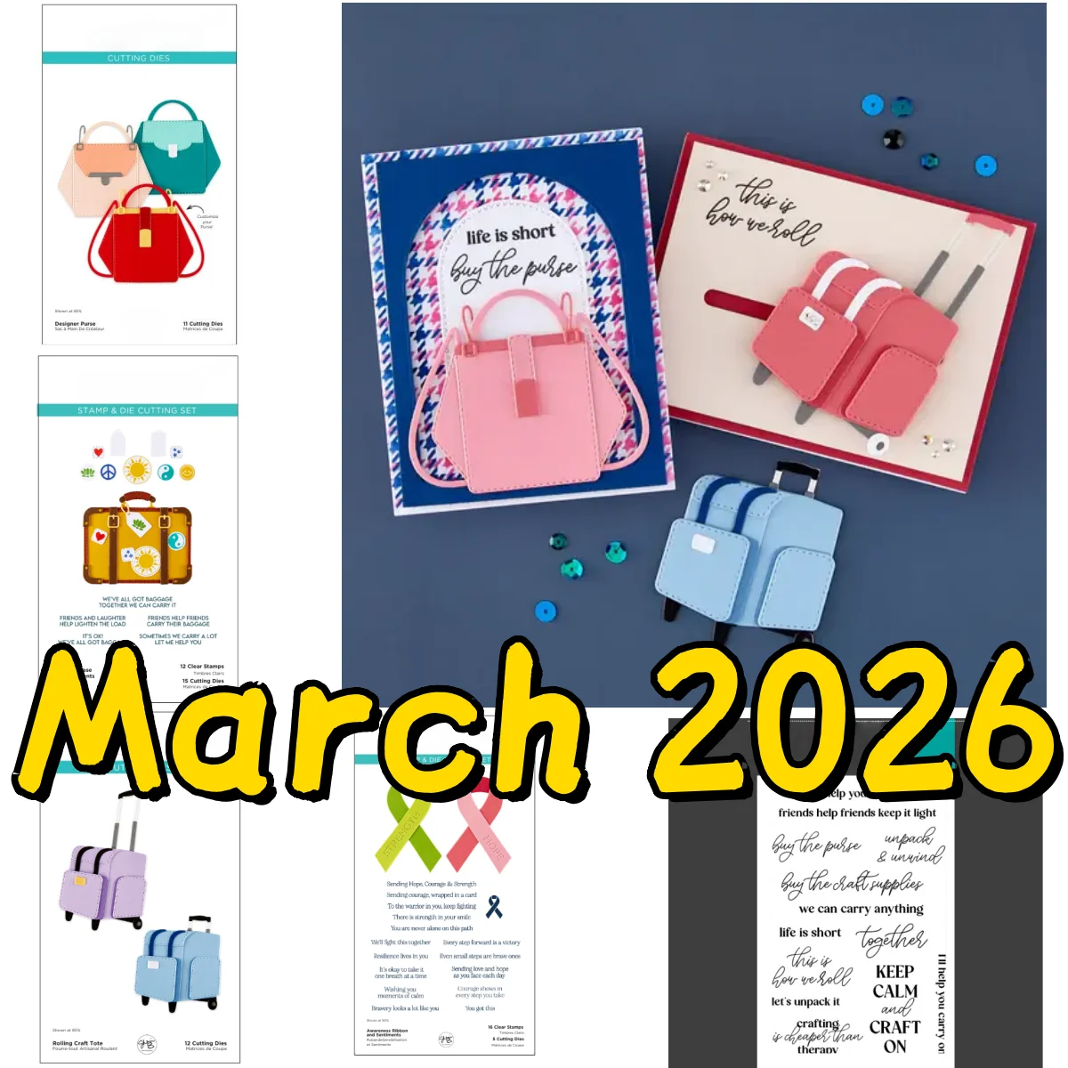 

Rolling Craft Tote Purse Ribbons Metal Cutting Dies Clear Stamps for DIY Making Card Scrapbook Embossed Craft Template 2026