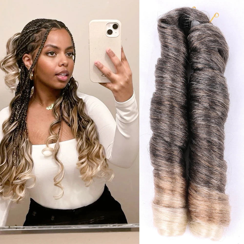 

Full Star 24“ French Curly Synthetic Braiding Hair Extensions Crochet Braids Ombre Blobdle Curly Bulk Hair Bundles For Women