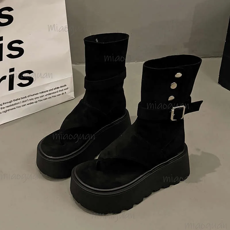 Botas Plataforma Femininas Cáqui/Preto da Moda 2026: Nova Tendência de Verão, Botas Romanas Curtas que Aumentam a Altura, Tamanhos 35-40