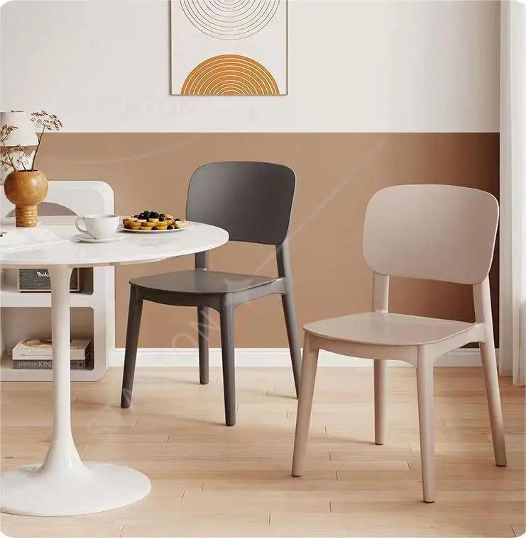 Plastic Dining Chair Modern Simple Restaurant with Backrest Chair Stool Household Thickened Plastic Small Square Back Night Mark