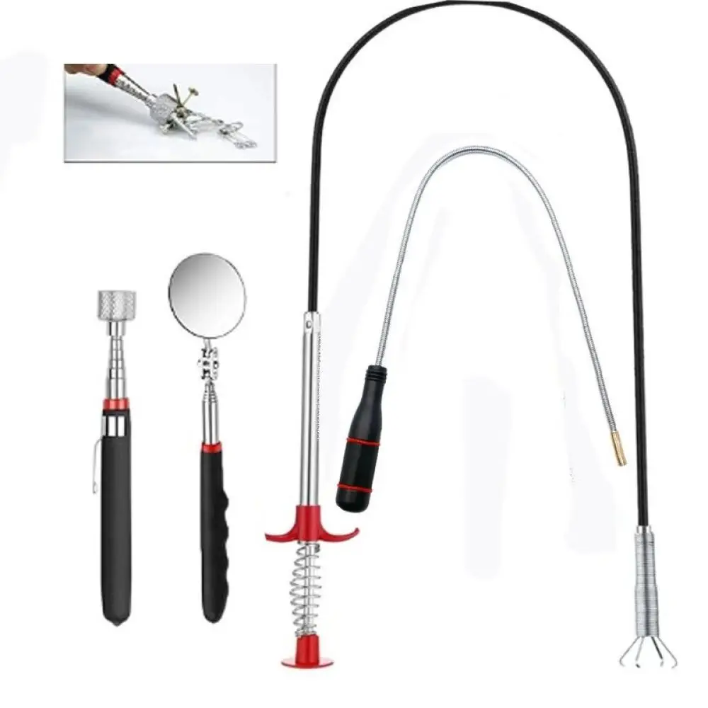 Flexible Magnetic Grabber With LED Light Telescopic Magnet Stick Useful Hand Tool For Retrieving Dropped Screws